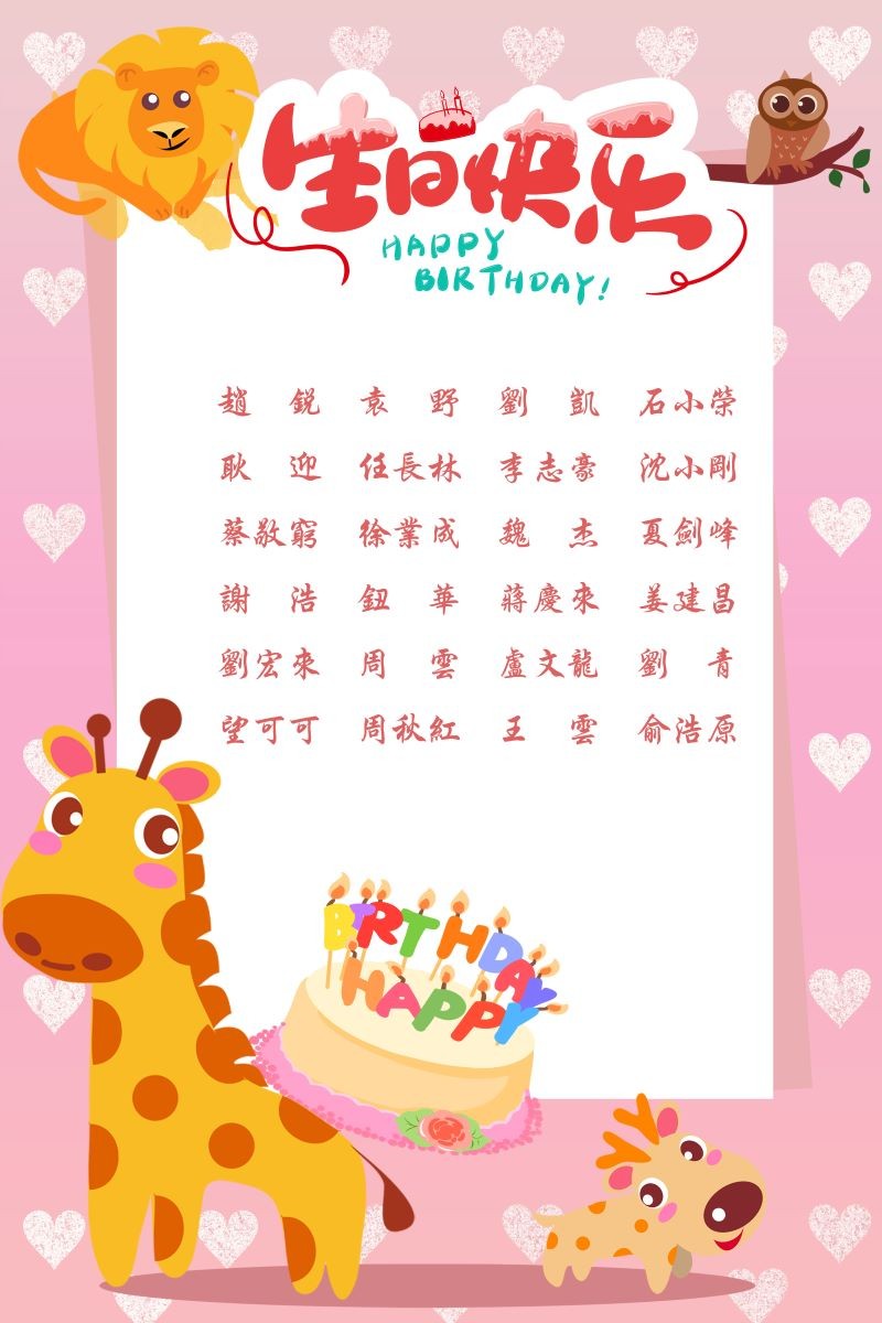 【生日祝福】恭祝08月生日的員工生日快樂！